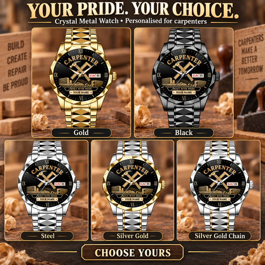 Personalized Carpenter Crystal Metal Watch - Faceted Legacy - advertising image
