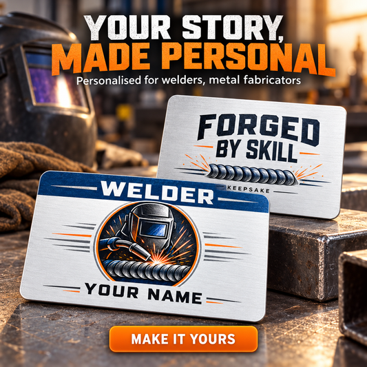 Personalized Welder Aluminum Wallet Card - Everyday Dedication - advertising image