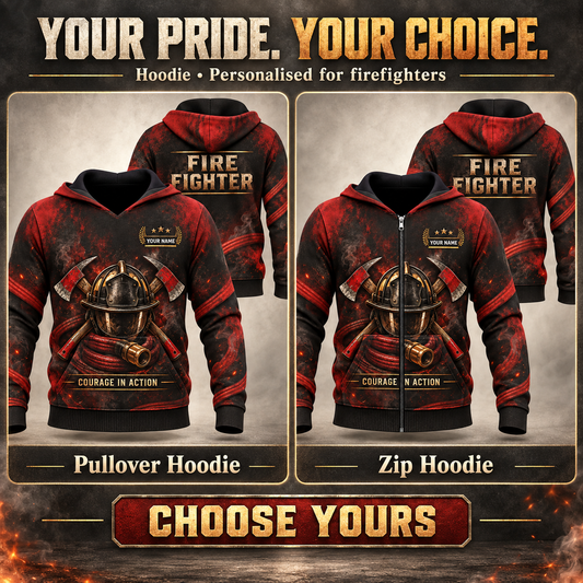 Personalized Fire Fighter Hoodie - Crew Silhouette - advertising image
