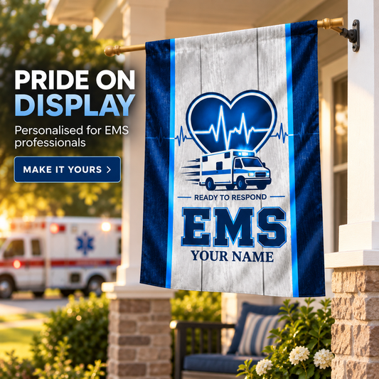 Personalized EMS House Flag - Proud Legacy - advertising image