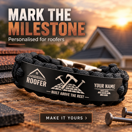 Personalized Roofer Braided Bracelet - Crew Bond - advertising image