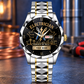 Personalized Electrician Crystal Metal Watch - Faceted Legacy - Silver Gold Chain