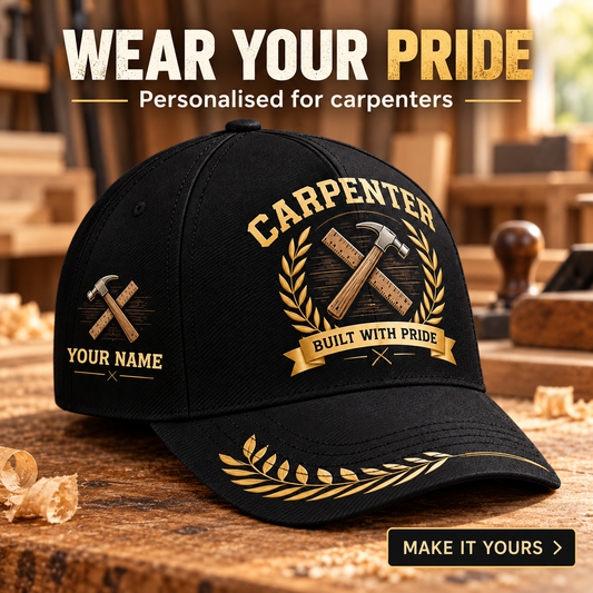 Personalized Carpenter Baseball Cap - Black Gold Legacy - advertising image