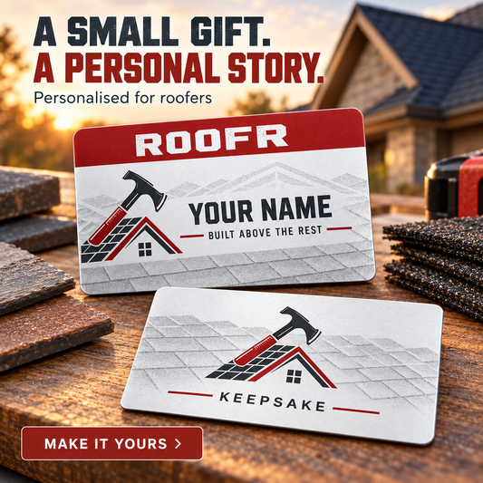 Personalized Roofer Aluminum Wallet Card - Signature Stripe - advertising image