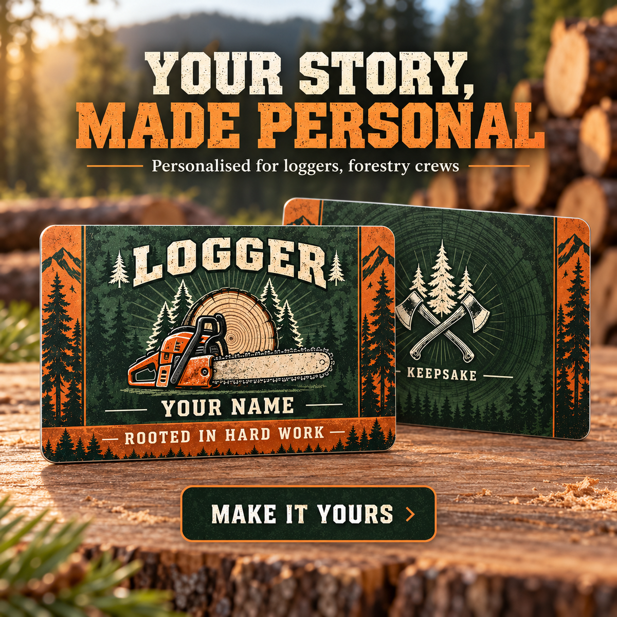 Personalized Logger Aluminum Wallet Card - Toolmark Heritage - advertising image