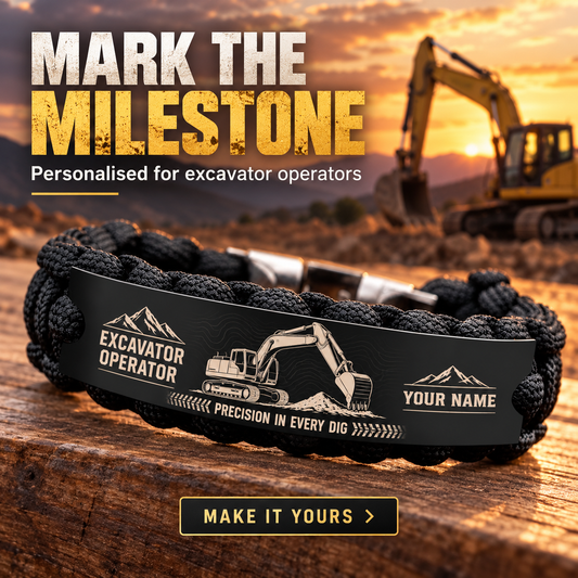 Personalized Excavator Operator Braided Bracelet - Crew Bond - advertising image