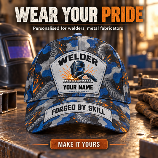 Personalized Welder Camo Baseball Cap - Patchwork Pride - advertising image