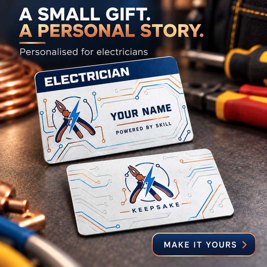Personalized Electrician Aluminum Wallet Card - Signature Stripe - advertising image