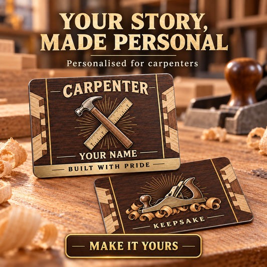 Personalized Carpenter Aluminum Wallet Card - Toolmark Heritage - advertising image