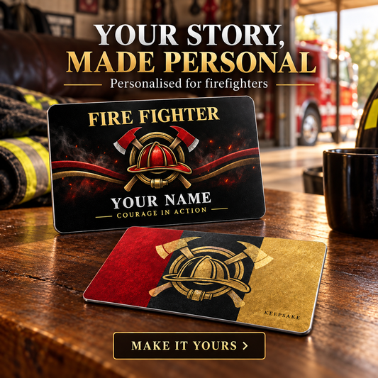 Personalized Fire Fighter Aluminum Wallet Card - Midnight Pride - advertising image