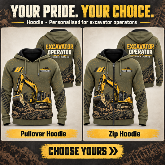 Personalized Excavator Operator Hoodie - Crew Silhouette - advertising image