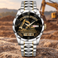Personalized Excavator Operator Crystal Metal Watch - Faceted Legacy - Silver Gold Chain
