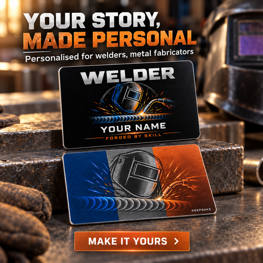 Personalized Welder Aluminum Wallet Card - Midnight Pride - advertising image