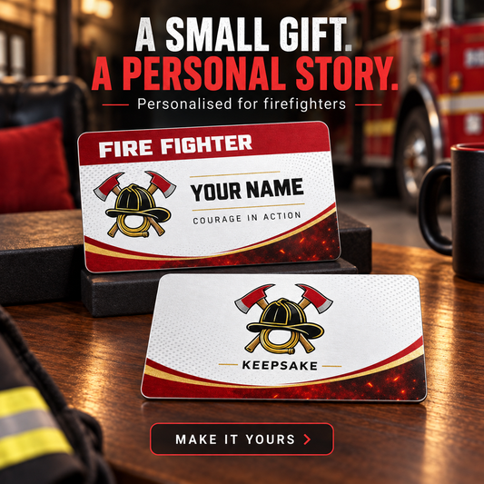 Personalized Fire Fighter Aluminum Wallet Card - Signature Stripe - advertising image