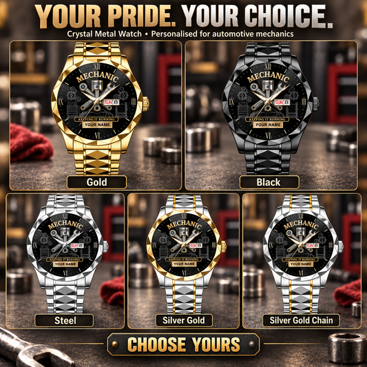Personalized Mechanic Crystal Metal Watch - Faceted Legacy - advertising image