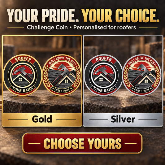 Personalized Roofer Challenge Coin - Heritage Tribute - advertising image
