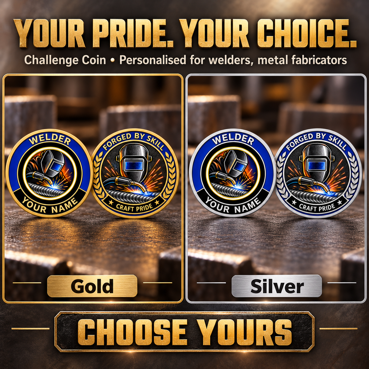 Personalized Welder Challenge Coin - Heritage Tribute - advertising image