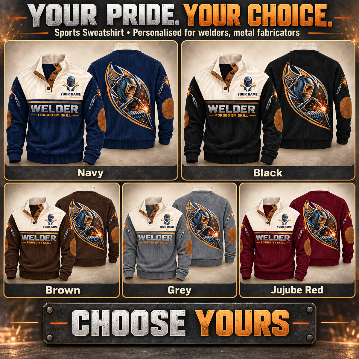 Personalized Welder Sports Sweatshirt - Heritage Collar - advertising image
