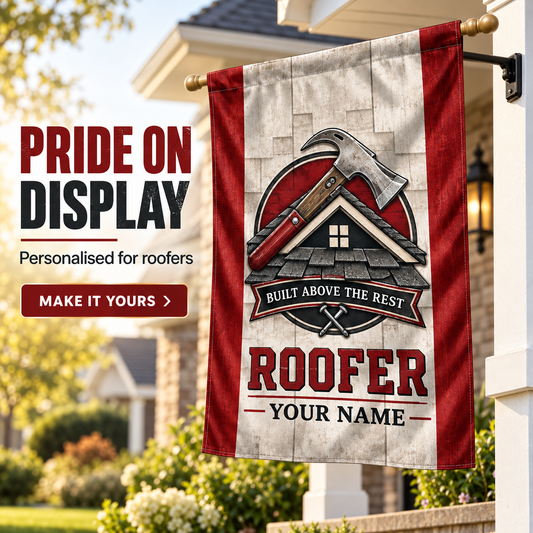 Personalized Roofer House Flag - Proud Legacy - advertising image