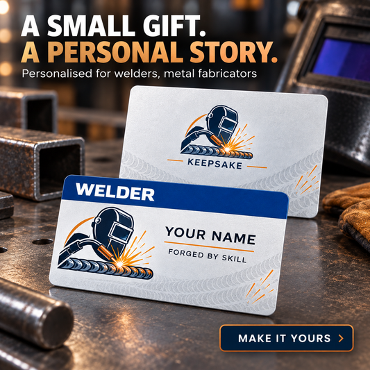 Personalized Welder Aluminum Wallet Card - Signature Stripe - advertising image