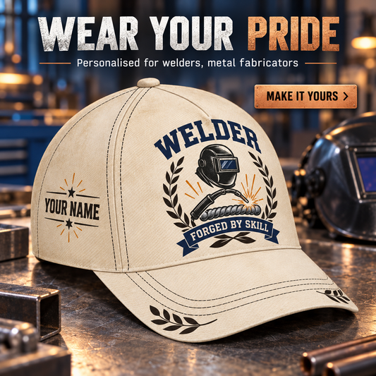 Personalized Welder Baseball Cap - Vintage Laurel - advertising image