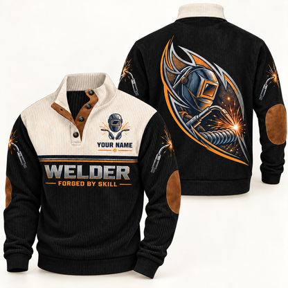 Personalized Welder Sports Sweatshirt - Heritage Collar - Black