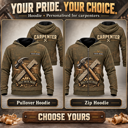 Personalized Carpenter Hoodie - Crew Silhouette - advertising image