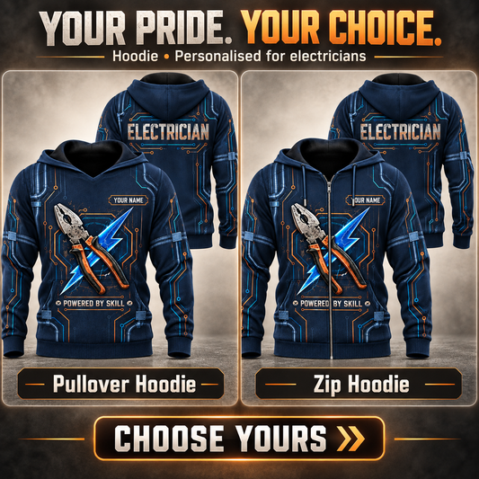 Personalized Electrician Hoodie - Crew Silhouette - advertising image