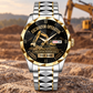 Personalized Excavator Operator Crystal Metal Watch - Faceted Legacy - Silver Gold