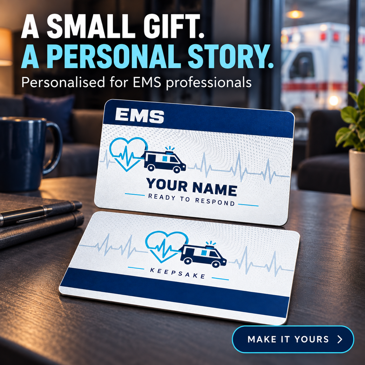 Personalized EMS Aluminum Wallet Card - Signature Stripe - advertising image