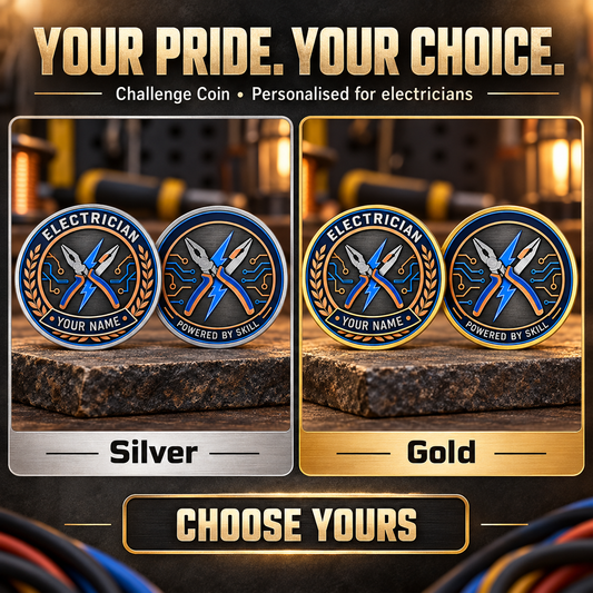 Personalized Electrician Challenge Coin - Legacy Laurel - advertising image