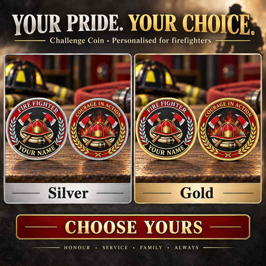 Personalized Fire Fighter Challenge Coin - Legacy Laurel - advertising image