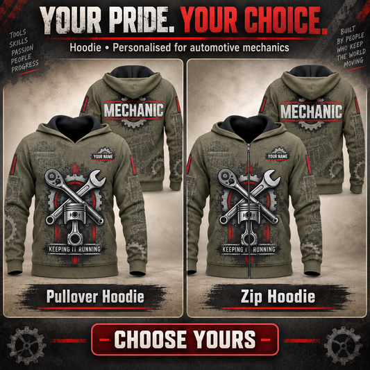 Personalized Mechanic Hoodie - Crew Silhouette - advertising image