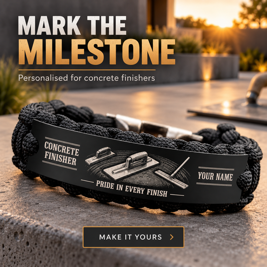Personalized Concrete Finisher Braided Bracelet - Crew Bond - advertising image