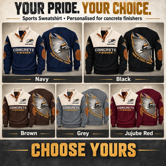 Personalized Concrete Finisher Sports Sweatshirt - Heritage Collar - advertising image
