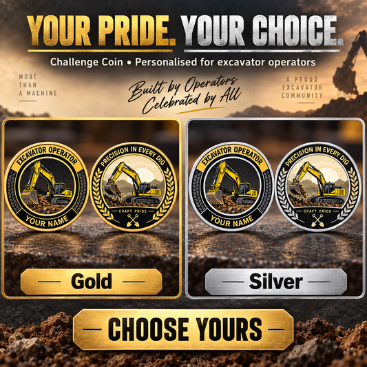 Personalized Excavator Operator Challenge Coin - Heritage Tribute - advertising image