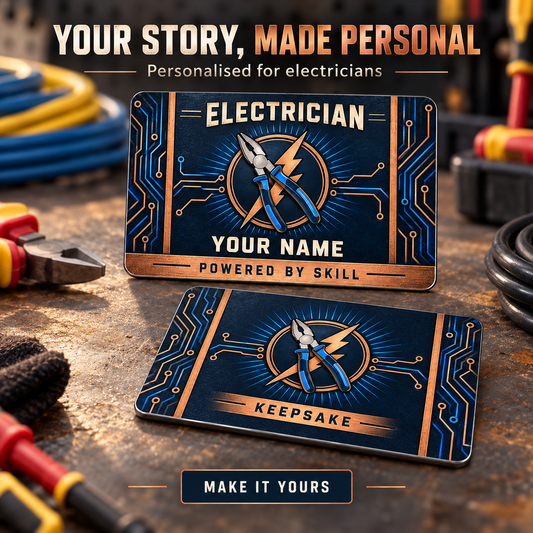 Personalized Electrician Aluminum Wallet Card - Toolmark Heritage - advertising image