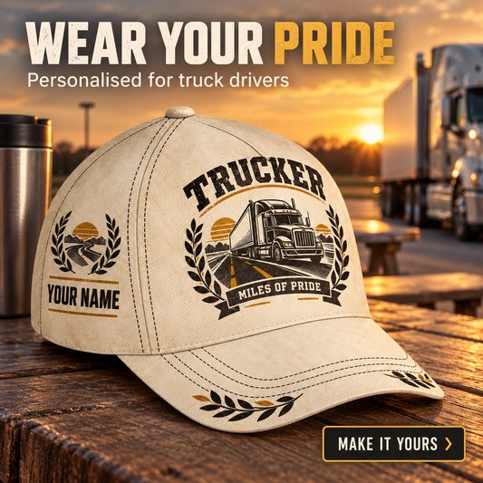 Personalized Trucker Baseball Cap - Vintage Laurel - advertising image