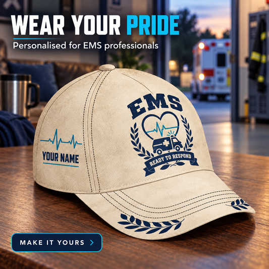 Personalized EMS Baseball Cap - Vintage Laurel - advertising image