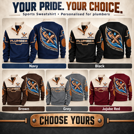 Personalized Plumber Sports Sweatshirt - Heritage Collar - advertising image