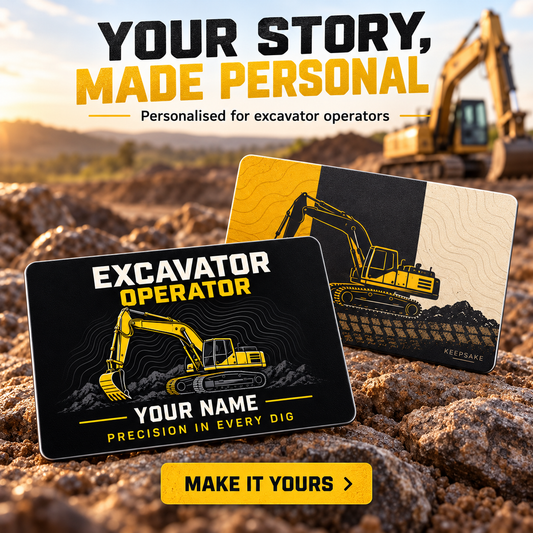 Personalized Excavator Operator Aluminum Wallet Card - Midnight Pride - advertising image
