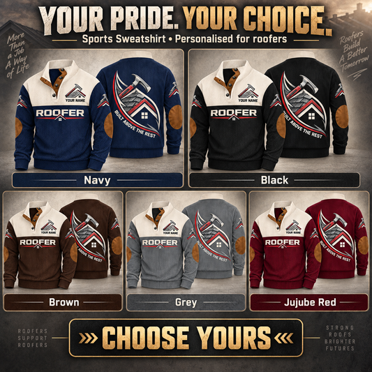 Personalized Roofer Sports Sweatshirt - Heritage Collar - advertising image
