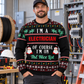 Electrician christmas sweater featuring I Am an Electrician Christmas Pattern all-over print, worn by a model