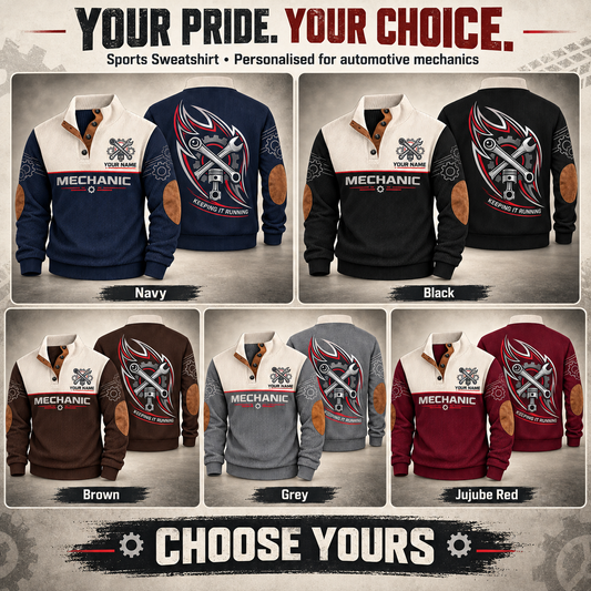 Personalized Mechanic Sports Sweatshirt - Heritage Collar - advertising image