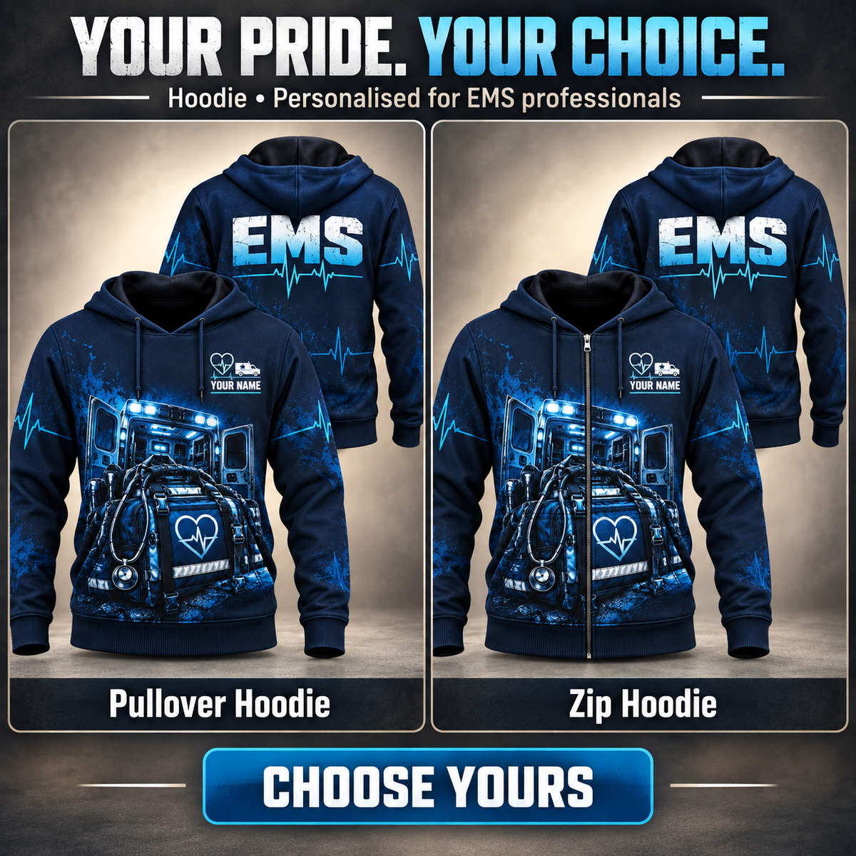 Personalized EMS Hoodie - Crew Silhouette - advertising image