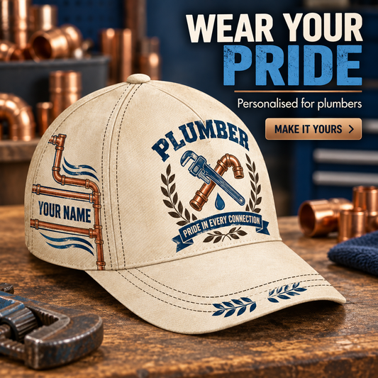 Personalized Plumber Baseball Cap - Vintage Laurel - advertising image