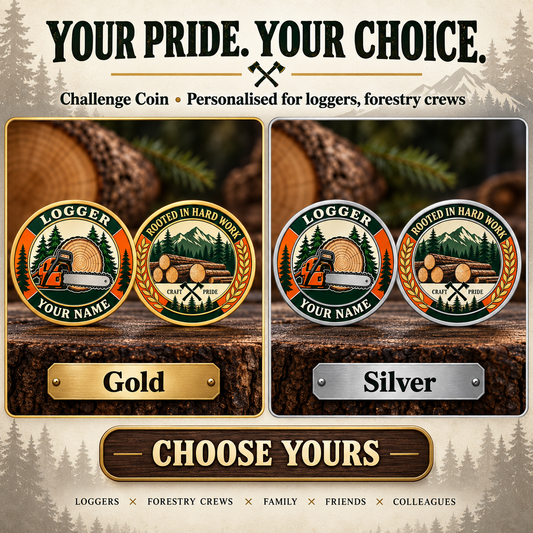 Personalized Logger Challenge Coin - Heritage Tribute - advertising image