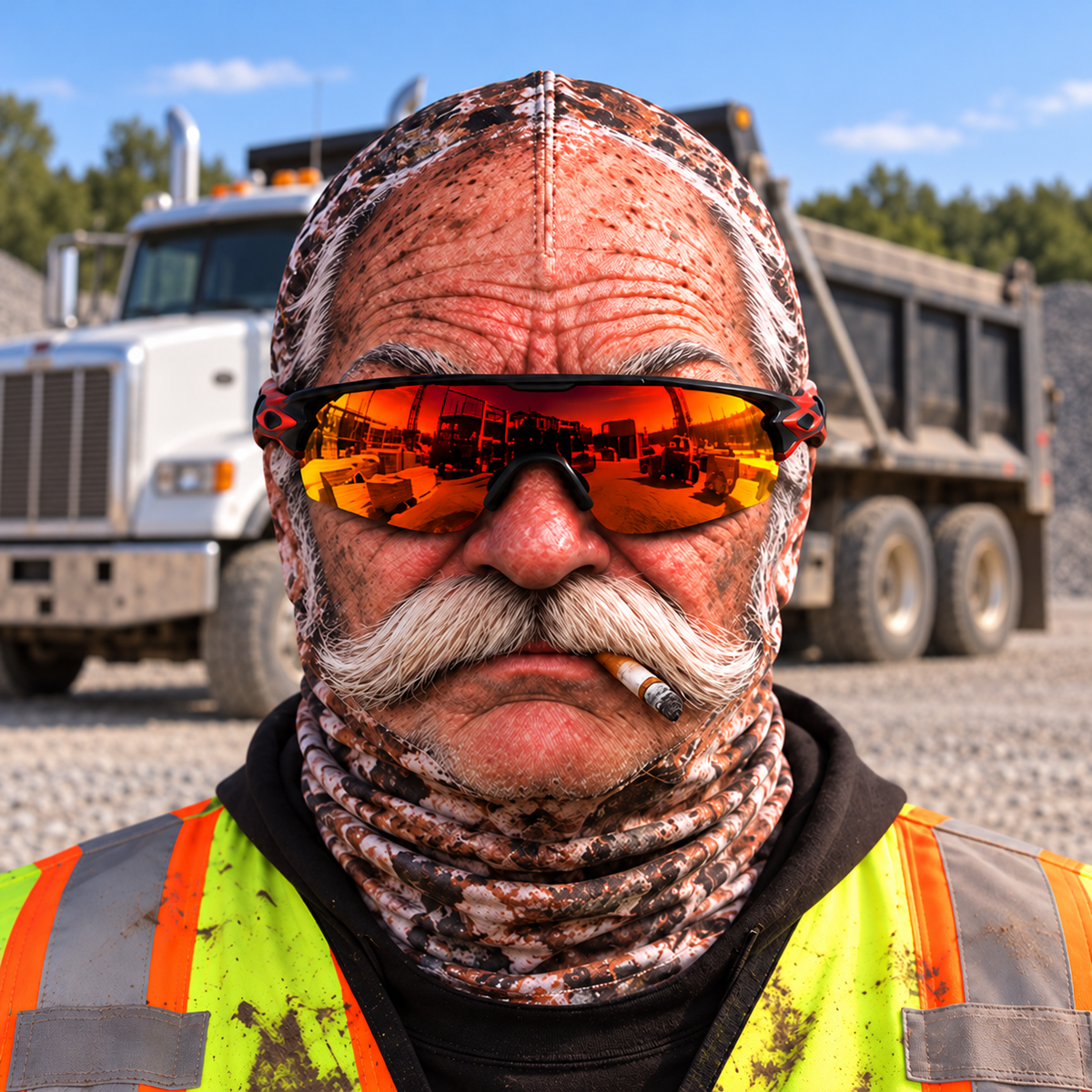 Dump Truck Driver funny face balaclava - Style 1