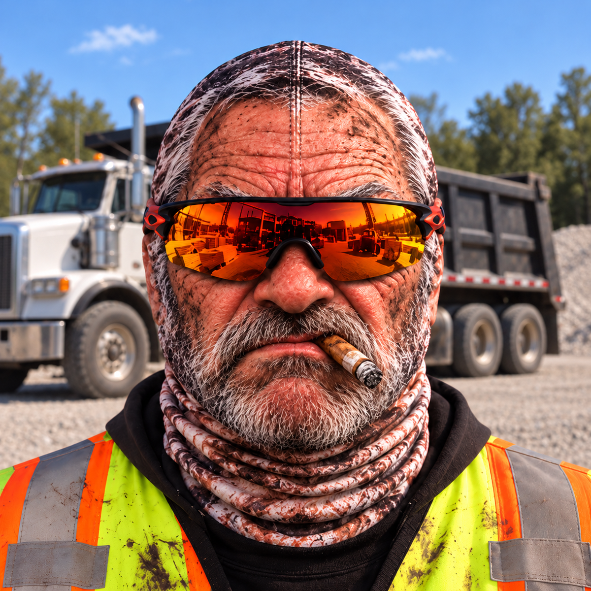 Dump Truck Driver funny face balaclava - Style 10