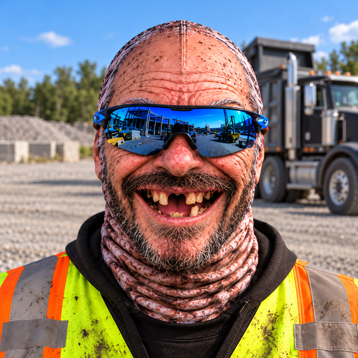 Dump Truck Driver funny face balaclava - Style 2